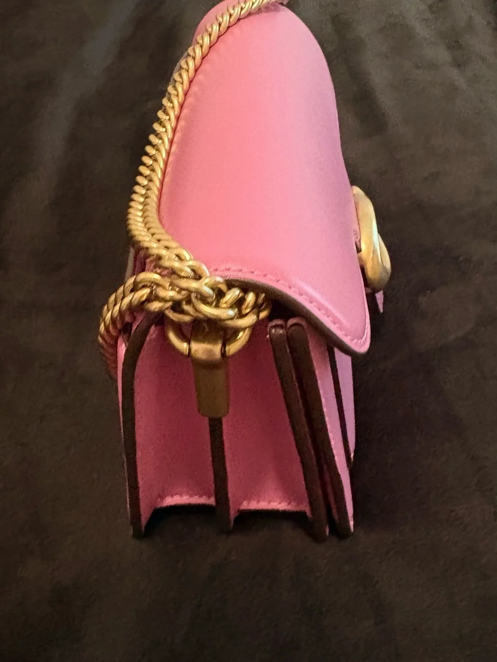 Pink Gold-Accent Leather Coach Shoulder Bag